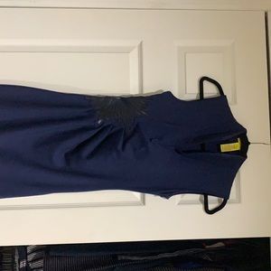 Catherine Malandrino rare navy dress with flower detail on the side